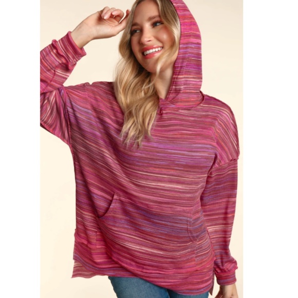 "The Vada" Magenta Purple Multi Color Hooded Top - Picture 1 of 4